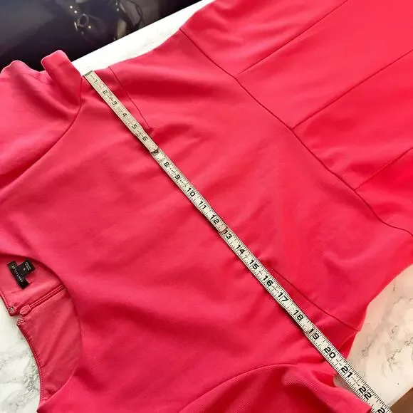 NWOT Ann Taylor Bright Coral Short Sleeve Twill Midi Dress women’s size 18 - Picture 9 of 11